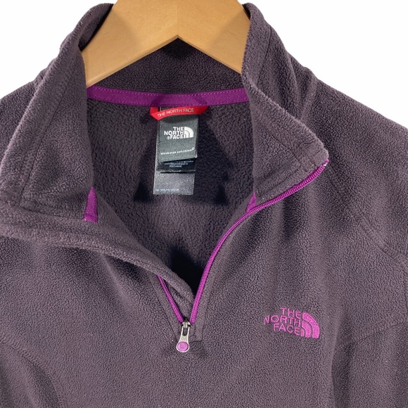Small Purple Pullover North Face Women's Microvelour 1/4-Zip Fleece Layer Jacket - Picture 2 of 10